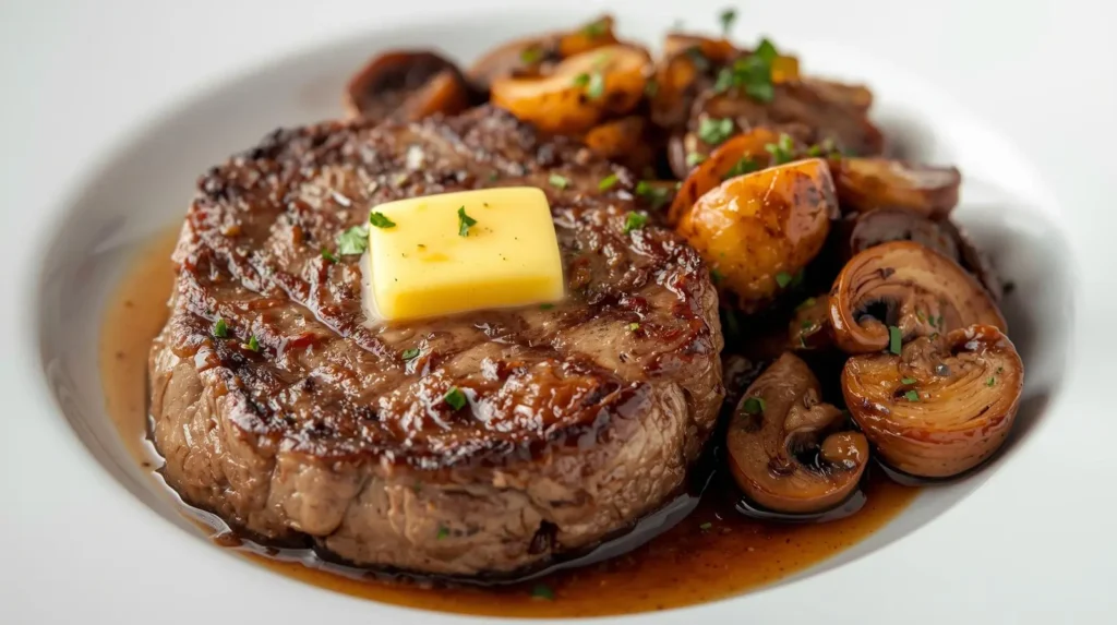Perfect Buttered Steak with Mushrooms