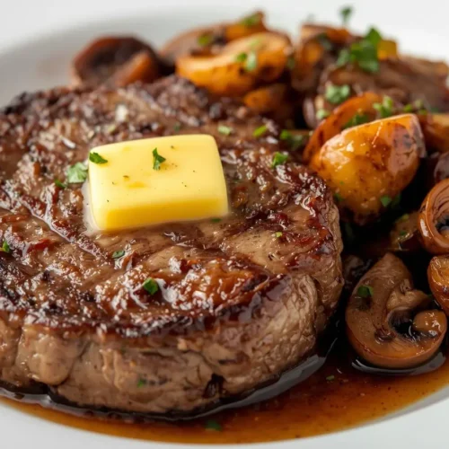 Perfect Buttered Steak with Mushrooms